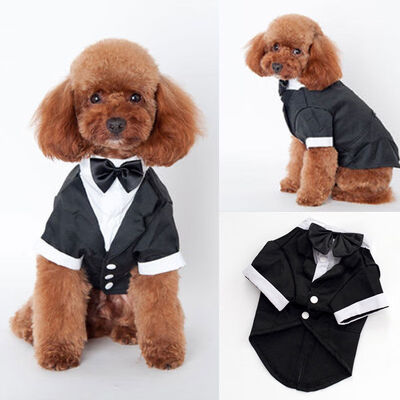 

Pet Dog Cat Wedding Party Clothes Suit Tuxedo Bow Tie Puppy Coat Costume Apperal