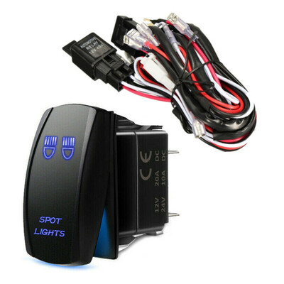 

Waterproof LED Work Light Bar Illuminated Switch Relay Wiring Harness Kit 12V US