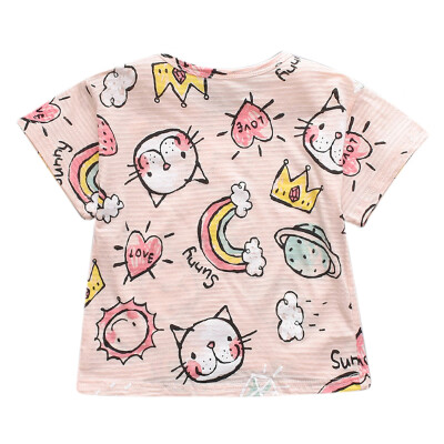 

Childrens Baby Clothing Short Sleeve Round Neck T-shirt Cartoon Pattern Kids T-Shirts Cotton Breathable Girls Boys Clothes