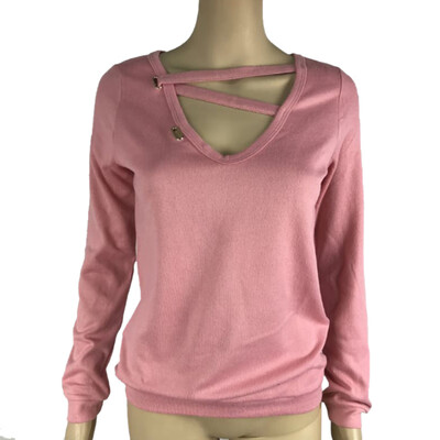 

Sweater Women Autumn New Fashion Simple V-neck Sweater Casual Loose Comfortable Long-sleeved Solid Color Female Wool Tops