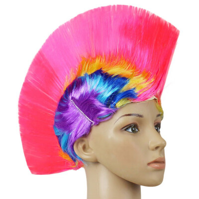 

Morden Style Rainbow Mohawk Hair Wig Rooster Fancy Costume Punk Rock Halloween Party Decor Festive & Party Supplies