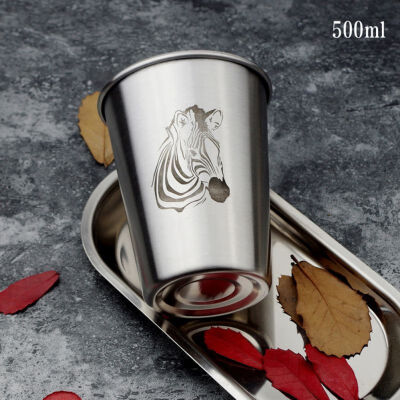 

500ml Simple Stainless Steel Juice Beer Water Cup Unbreakable Stackable Pint Mugs Juice Mug Coffee Cup Drinking Cups