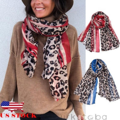 

Pretty Long Soft Women Chiffon Scarf Leopard Wrap Shawl Stole Scarves Fashion
