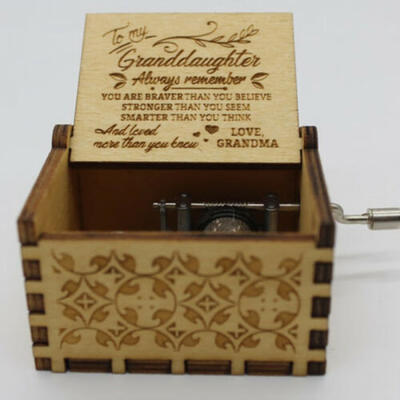 

Hand Crank Wooden Engraved Music Box Christmas Gift For Kids Granddaughter