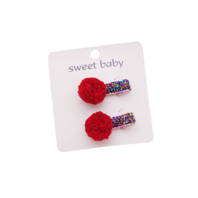

New Girls Hair Clips Cute Plush Ball Design Hair Pin Set Children Sequins Hairpin Princess Hair Accessories