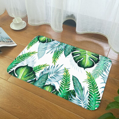 

Gobestart Tropical Plant leaves Pattern Polyester Bathroom Kitchen Carpet 40x60cm