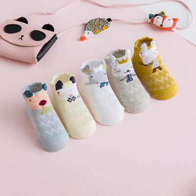 

5 pairs Sets New Baby Cute Cartoon Mesh Breathable Cotton Socks For Baby Boys Girls 0-3 T