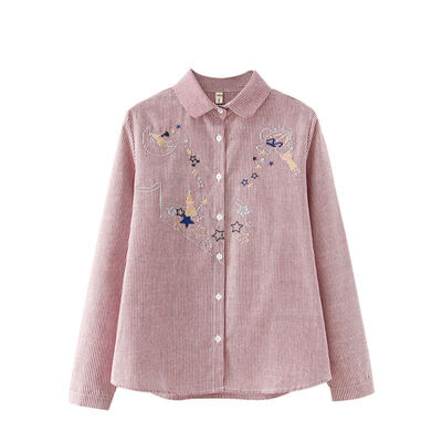 

Women Embroidery Blouse New Casual Long Sleeved Cotton White Shirt Woman Office Shirts Excellent Quality Blusas Lady