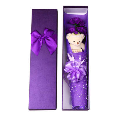 

3 Pcslot Artificial Carnation Soap Flower&Bear with Gift Box Mothers Day Present Gift Home Decoration
