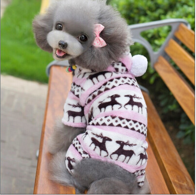 

New Pet Dog Winter Coat Puppy Soft Warm Clothes Snowflake Deer Printed Hoodies Jumpsuit For Small And Medium Dogs Clothing