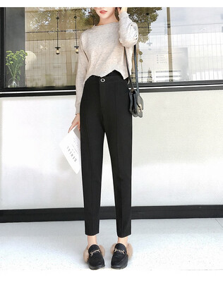 

2018 autumn&winter new Korean version joker thick woollen suiting suit trousers fashionable casual trousers wear female