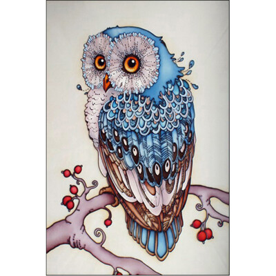 

DIY Handmade 5D Diamond Painting Rhinestone Pasted Cross Stitch Blue Owl Pattern for Home Wall Decoration