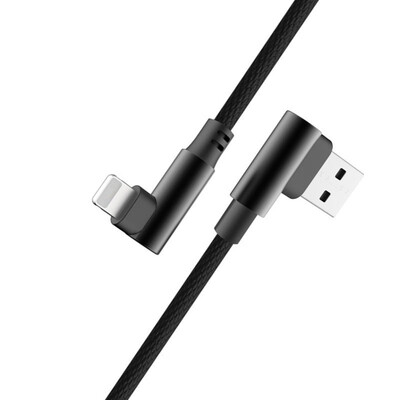 

90 Degree Data Cable  Shape Double Elbow Game Fast Charging Cable Fabric Nylon Braid Cable for iPhone Type C Android