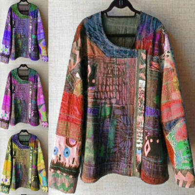 

Womens Boho Loose Floral Tunic Blouse Casual Long Sleeve T Shirt Tops Plus Size