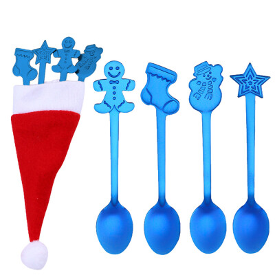 

Tailored 4PCS Christmas Colorful Spoon Handle Spoons Flatware Ice Cream Drinking Tools BK