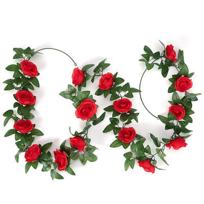 

23m 16heads Artificial Rose Flowers Vines Fake Silk Flower Garlands Hanging Rose for Wedding Party Home Garden Decorations