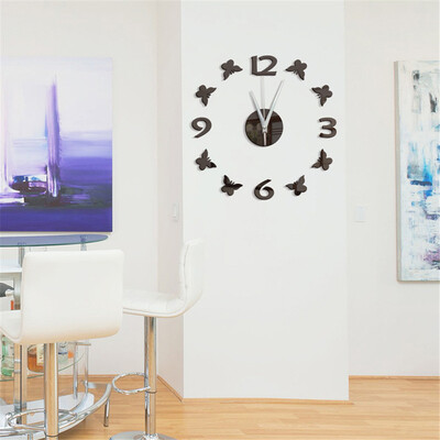 

Toponeto 3D Creative Butterfly Digital Acrylic Mirror Wall Clock Home Decor Wall Clock
