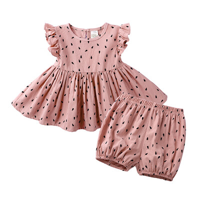 

Summer Casual Baby Girls Floral Pattern Flare Sleeve Dress With Shorts Kids Toddler Pageant Sundress Set