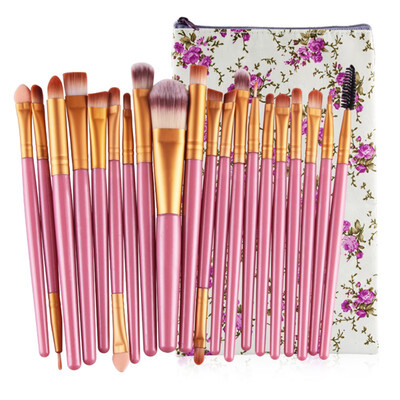 

20 Pcs Synthetic Hair Plastic Handle Makeup Brushes With A Cosmetic Bag Eye Shadow Lip Gloss Makeup Brushes Makeup Tools C3