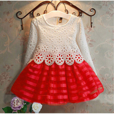 

3-8Y Toddler Baby Girls Kids Tutu Crochet Lace Dress Long Sleeve Princess Dress Girls Clothes