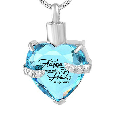 

Always in my heart Necklace for Ashes Love Heart Cremation Memorial Keepsake Pendant Necklace Jewelry 12 Month