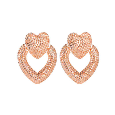 

Retro Geometric Earrings Personality Hollow Double Love Heart Frosted Earrings For Women Fashion Jewelry