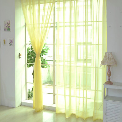 

Gobestart 1 PCS Pure Color Tulle Door Window Curtain Drape Panel Sheer Scarf Valances