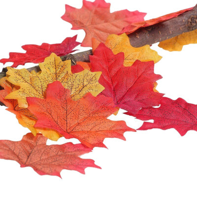 

Home Fake Decoration 100 Pcs Assorted Mixed Fall Colored Artificial Maple Leaves for Weddings Events&Party Decorating