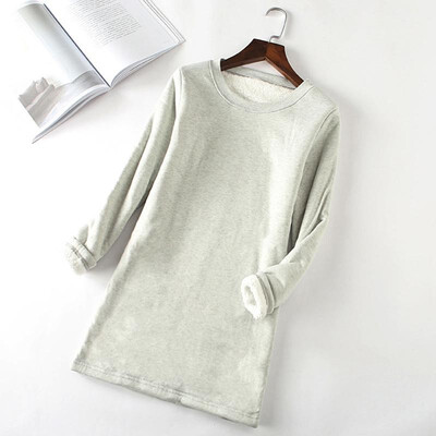 

Fashion Women Autumn Winter Bottom T-shirt Long Plus Thick Velvet Slim Warm Top Tee Tunic Basic Casual Pullovers Blouse
