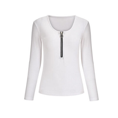 

4 Colors Women Autumn Winter Fashion Solid Color Sexy T-shirt Zipper V-neck Long-sleeved T-shirts Women Top