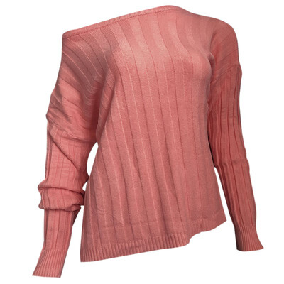 

Autumn Winter Sweater Solid Color Striped Loose Long-sleeved Knitted Off Shoulder Sweater Streetwear