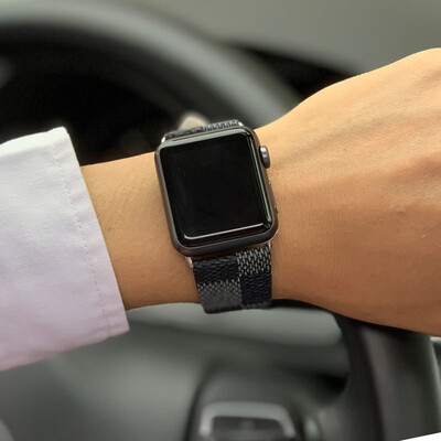 

KeBitt genuine leather square pattern bands For apple watch series 5 4 3 iwatch strap 38 40MM 42 44mm single tour band