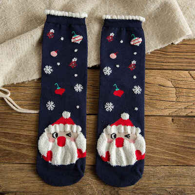 

1 Pair Christmas Socks Women Adults Warm Winter Santa Snowman Deer Xmas Sock Gift
