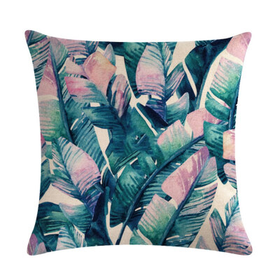 

Flax Pillow Case Cover Plantain Tree Series Throw Sofa Cushion Cover Home Decor