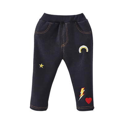

Autumn Baby Girls Pants Soft Cartoon Print Thicken Sports Denim Pants Casual Trousers Toddler
