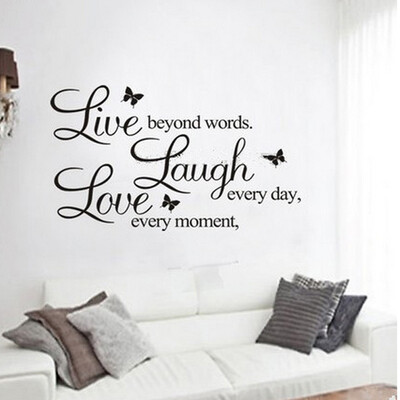 

Live Love Laugh Letters Wall Stickers Removable Environmental PVC Home Decor Transprent Waterproof Vinyl Wall Sticker
