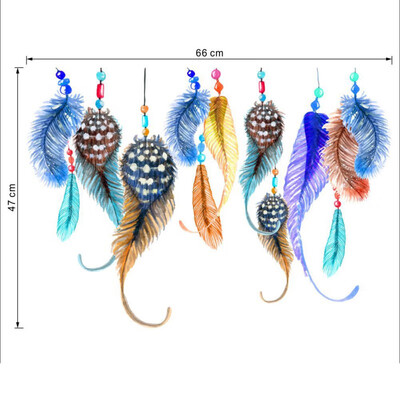 

Colorful Feathers Wall Sticker PVC Material Wall Decor DIY Self-adhesive Wallpapers for Living Room Decoration