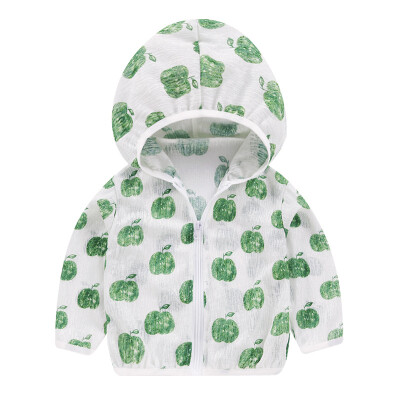 

Kids Sun Protection Clothing Coat Unisex Cute Cartoon Print UV Protection Quick Dry Thin Jacket with Hooded Zipper Baby Coat