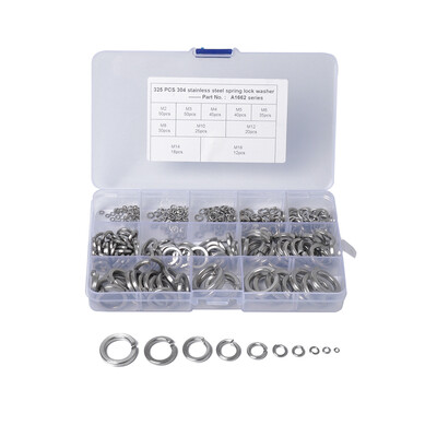

325PCSSet Spring Washers Stainless Steel Split Lock Washers M2 M3 M4 M5 M6 M8 M10 M12 M14 M16 Car Full Kit Gaskets