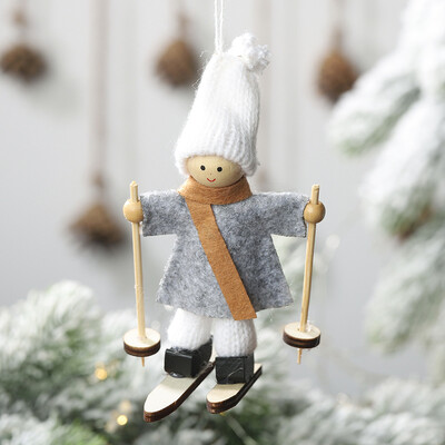 

Toponeto Christmas Decoration Non-woven Ski Snowman Small Ornaments Doll Pendant
