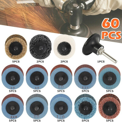 

60PCS 2-Inch FineMediumCoarse Assorted Roll Lock Sanding Discs Surface Conditioning R-Type Quick Change Disc