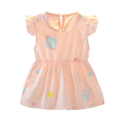 

Summer Baby Girls Dress Cute Floral Print Flare Sleeve Dress Cotton Kids Toddler Sleeveless Sundress