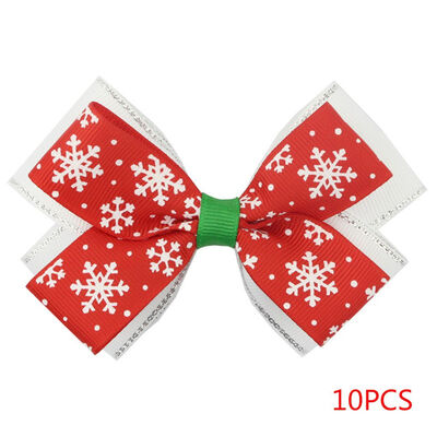 

10PCS Cute Christmas Hair Bows Girl Lovely Snow Hairpin Bowknot Hair Clip Kids Christmas Gifts Hair Accessories