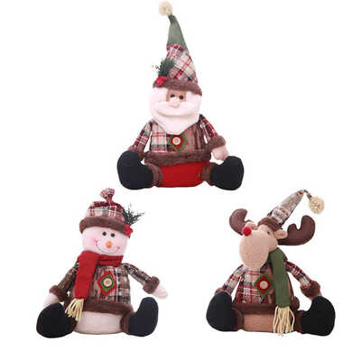 

Long Leg Sitting Christmas Tree Doll Xmas Hang Show Window Photograph Holiday Gift Small Santa Snowman Reindeer Toy