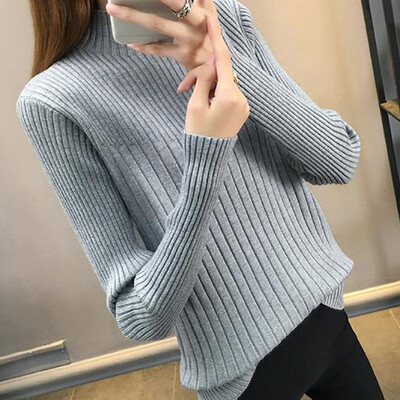 

Women Sweater Knitted Winter Sweater New Half-high Collar Sweater Women\s Color Slim Long-sleeved Pullover Sweater Tops