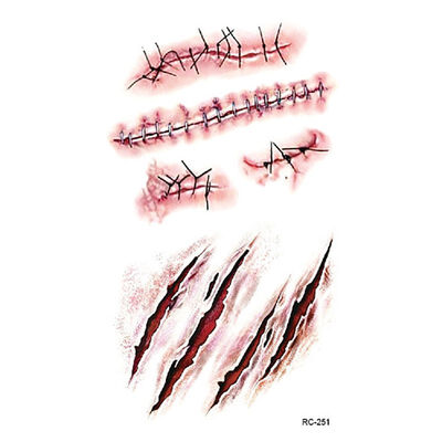 

New Halloween Zombie Scar Tattoo with False Knot Blood Makeup Halloween Decoration Wound Scary Blood Injury Waterproof Sticker