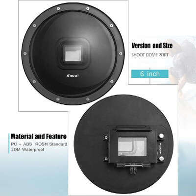 

SHOOT 6" Sport Camera Diving Fisheye Dome Port Waterproof Housing for GoPro Hero 5 6 7 Action Cameras Underwater Photography with