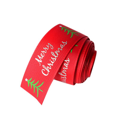 

Christmas Red Green Printed Grosgrain Ribbons 25CM Christmas Birthday Party Gift Wrapping Candy Box Packaging Ribbons