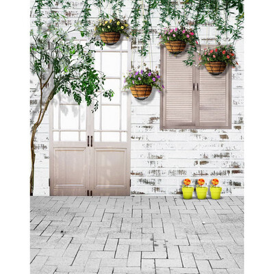 

Courtyard Spring Photo Backdrop 57FT Vinyl Fabric Cloth Digital Printing Photo Background s-2210