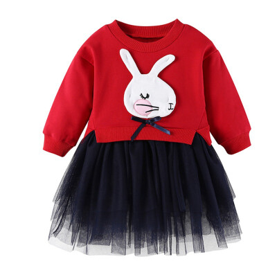 

Cotton Cartoon Baby Girl Dress Autumn Long Sleeve Net Princess Dress Fashion Kids Clothes For Girls Dress Children Clothing